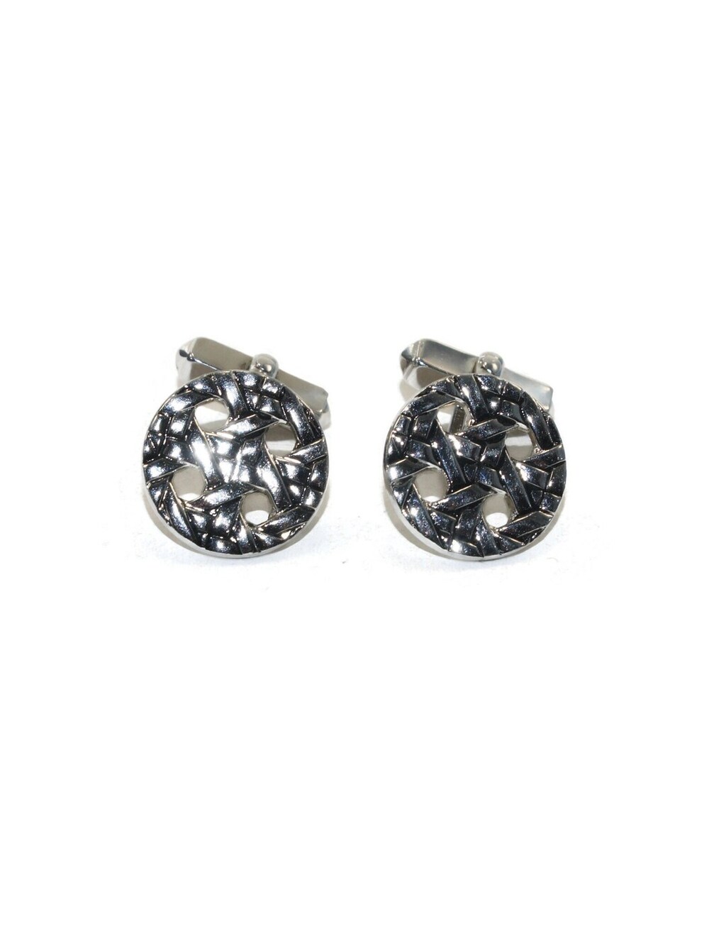 Vintage Swank Silver Tone Round Cuff Links. Swank Hallmark.